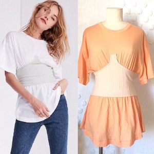 silence + noise Tops - NEW SILENCE + NOISE PEACH CORSET OVERSIZED T SHIRT silence + noise Tops - NEW SILENCE + NOISE PEACH CORSET OVERSIZED T SHIRT